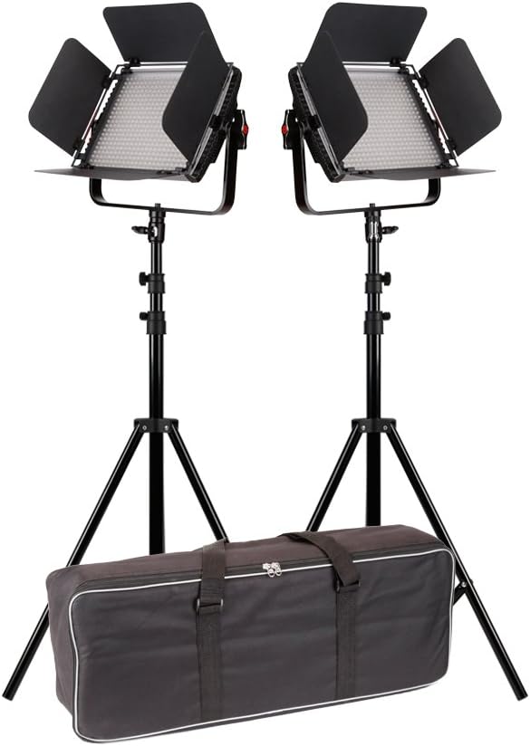 Tolifo 600MB (Set of 2) Bi Color 600 LED Video Light Panel with 2.4G Wireless Remote Control and Barn Doors, Dimmable Continuous Lighting for Photo Studio Video Film, 36W 4320 LM 3200K-5600K