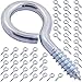 50PCS Silver Color Zinc Plated 1.36 Inches Metal Cup Hooks Eye Shape Screw Hooks Self-Tapping Screws Hooks Ring