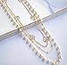 NYKKOLA Pearl Rose Sheet Womens Vintage Fashion Long Necklace Flower Chain