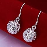 New Women 925 Sterling Silver Plated Fashion Ball Dangle Earring Studs Jewelry