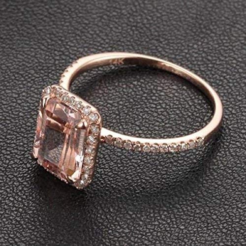1.50 Carat Antique Design emerald cut Morganite and ...