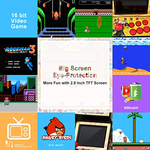 Mini Arcade Game Machine RHAC02 2.8Inch 156 Classic Handheld Games Portable Machine for Kids with Eye-Protected Screen Golden Security - Thumbnail 4
