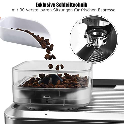 COSTWAY Siebträgermaschine mit 30 Stufen Mahlwerk, Kaffeemaschine mit Milchaufschäumdüse, Espressomaschine mit PID… – Bild 4