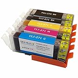 Edible Ink Cartridge PGI270 CLI271-Pack of 5 for Canon PIXMA MG5720 MG6820 MG7720 TS6020 Printers for Edible Paper Printing by Uni-Kolor