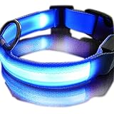 ASX Design SUKRAGRAHA New Super Bright Nylon LED Dog Night Safety Collar Flashing Light up (Blue, L)