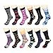 Gelante 12 Pairs Mens Cotton Funny Crazy Colorful Crew Dress Sock - W932G-Assort