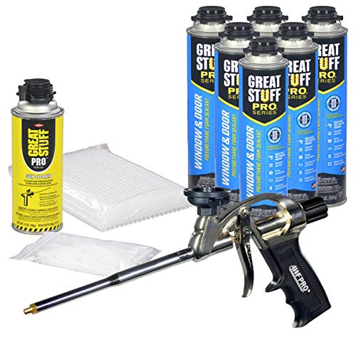 Dow Great Stuff PRO Window and Door 20 oz cans (6) + AWF Pro Foam Gun