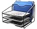 EasyPAG Mesh Desk File Organizer Sorter with 3 Horizontal and 2 Upright Black