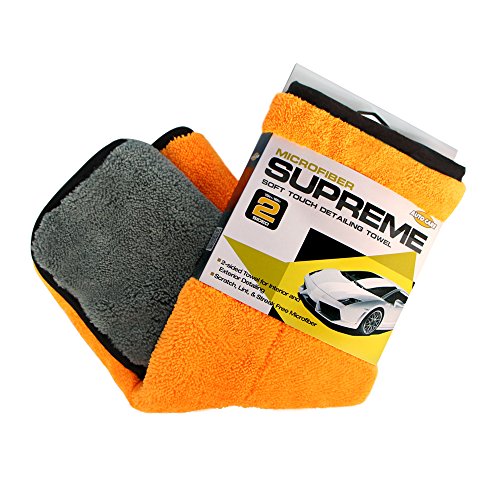 Auto Care 800GSM Super Thick Microfiber Car Cleaning Cloth Detailing Towel (Orange/Gray-3PCS)