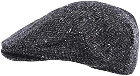 100% Handmade Handwoven Tweed - Irish Flat Cap - Black Herringbone - made by Hanna Hats
