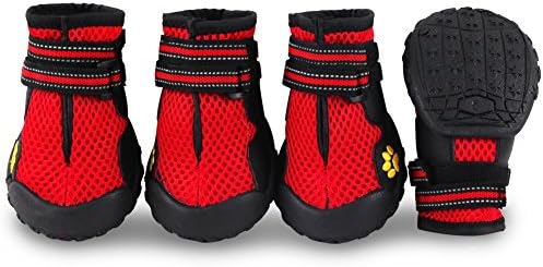 HaveGet Breathable Pet Mesh Shoes for summer Waterproof Dog Boots Reflective Velcro and Rugged Anti-Slip Sole Paw Protectors for Large Dog (8) by HAVEGET