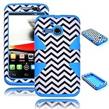 Bastex Heavy Duty Dynamic Hybrid Case for Alcatel One Touch Evolve 5020T - Sky Blue Silicone / Black & White Chevron Hard Shell