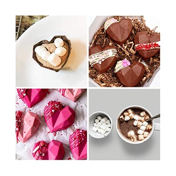 Diamond Heart Silicone Mold 3D 6-Cavity Love Heart Diamond Shaped Mold Bakeware Molds Chocolate Soap Cake Tray Mould DIY…