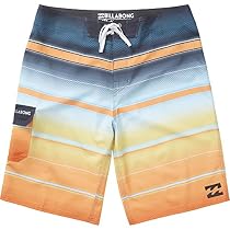 Billabong Kids  Boy's All Day X Stripe Boardshorts (Big Kids) Tangerine Swimsuit Bottoms