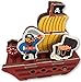 Checkered Fun Bath Toys for Toddlers - Pirate Ship Bath Toy - 10 Piece Foam Set with Organizer for Bathtub