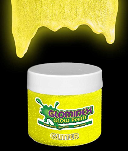 Glominex AD299 Glitter Glow Paint 2 oz Jar - Yellow
