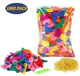 Supoice Water Balloons Refill Kits 1000 Pack & Rubber Bands + 5 Refill Tools Colorful Latex Water Fight Games Sports Summer Splash Fun for Kids & Adults