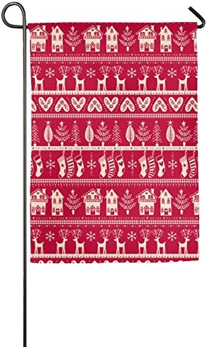 Vintage Nordic Christmas Red Garden Flag House Banner Gifts Nativity Decorative Party Yard Be Merry