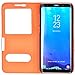 Samsung Galaxy S8 Plus Case Ultra Thin Flip Genuine Leather Samsung Galaxy S8 Plus Cover Case Window View Stand Feature Magnet Closure Phone Case for Samsung Galaxy S8 Plus by Make mate (Orange)
