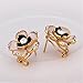 Scheppend 18k White Gold Plated Flower Shaped with Black or yellow Color Earring Stud