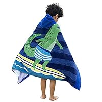 InsHere Super Absorbent & Soft Shower and Beach Toddler Hooded Towel for Baby Kids with Cute Cartoon Design (Surfing)