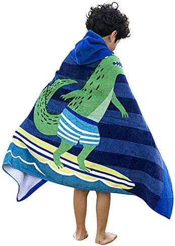 InsHere Super Absorbent & Soft Shower and Beach Toddler Hooded Towel for Baby Kids with Cute Cartoon Design (Surfing)