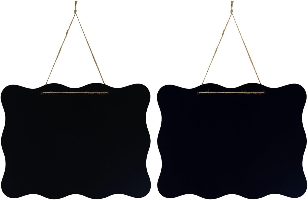 Small Chalkboard Hanging Signs Mini Message Chalkboards Blackboards for Weddings, Kids Crafts, Parties and Garden Favors 25x20cm, Pack of 2