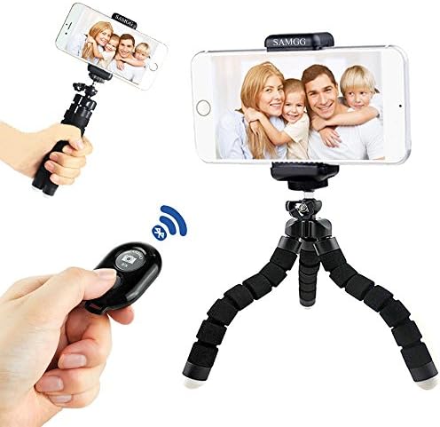 iPhone Octopus Tripod Stand - Samgg Flexible Mount Holder with Bluetooth Remote for iPhone 7 plus / 7 / 6 plus / 6 / Samsung Galaxy S8 / S7 / Edge and Any Cellphone