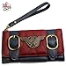 Wonder Woman Women's Classic Red Leather Tri-Fold Wallet with Detachable Strap and Buckle Closure