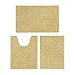 HOMEIDEAS 3 Pieces Bathroom Rugs, Ultra Soft Non Slip Absorbent Chenille Toilet Bath Mat Set (Beige,17