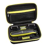 Aproca Hard Travel Carry Case for Philips Norelco OneBlade Face + Body hybrid electric trimmer and shaver QP2630/70 QP2630/72 (Black with green zipper)