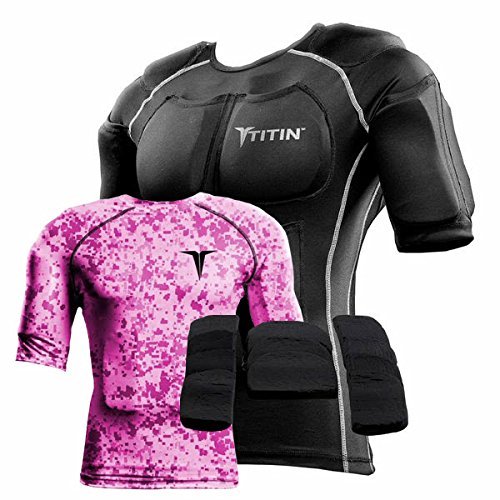 The TITIN Force Weighted Shirt System - 8 Lbs Of Hydro-Gel Inserts - 1 14-Pocket Inner Compression Shirt - 1 Outer Compression Shirt (Pink Camo, Medium)
