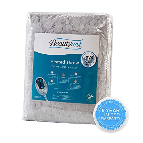 image for Beautyrest Brushed Long Fur Electric Throw Blanket Ogee Pattern Warm a