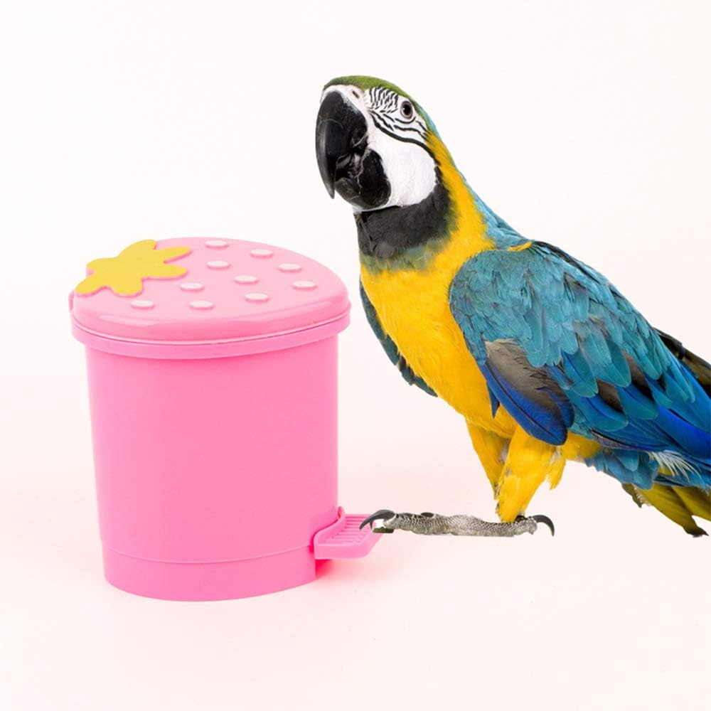 Sobotoo Parrot Toys Bird Intelligence Toy Birds Exercise Toy Skill training Plastic trash can props toy for Birds（pink red random）