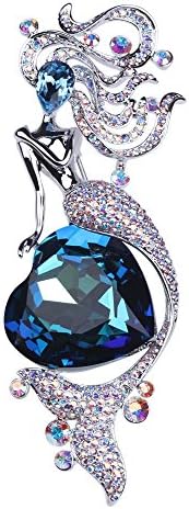 LIANGZHILIAN Mermaid Ocean Heart Created Diamond Swarovski Crystal Rhinestone Brooch Woman's Brooch Pin