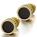 Vintage Black Enamel Gold Circle Stud Earrings for Men Women Steel Cheater Fake Ear Plugs Gauges
