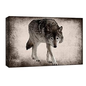 Wildlife Wolf Hunting on Snow Ground Painting Artwork for Framed