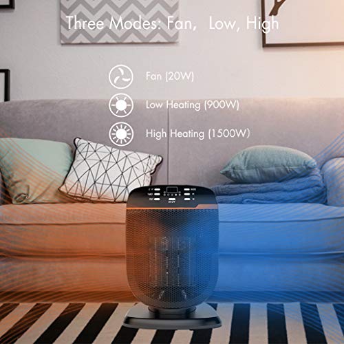 NUMIFUN Space Heater 1500W Oscillating Portable Electric Heater for Office Home Indoor Use Small Heater Energy Efficient with Digital Thermostat Adjustable Temperature and Timer, ETL Certified