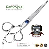 Suvorna Razpro p60 6” Precision Razor Japanese Stainless Steel Barber Scissors. Hair Styling, Trimming, Cutting & Layering with Three Rings Offset Handle. Lifetime Warranty. Ideal for Salons & Home