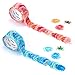 Bande Masking Tape Flowers Stickers bundle of 1 Classic Roses Stickers Roll (BDA223) & 1 Classic Blue Roses Stickers Roll (BDA229), with a Message Card, Pink&Blue Rose