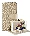 Galaxy S6 Edge Plus Wallet Case, FLYEE Premium Vintage Emboss Flower Flip Wallet Shell PU Leather Magnetic Cover Skin with Detachable Wrist Strap Case for Samsung Galaxy S6 Edge Plus (Beige)