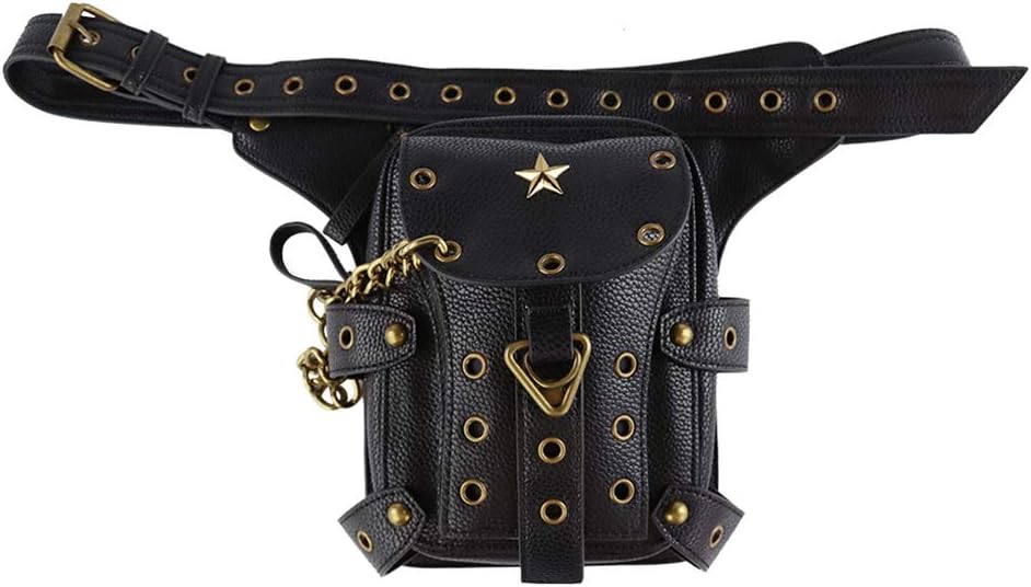 ChikencallGothic Steampunk Waist Bag, Halloween Multi-functional Drop Leg Bag Pack Hip Belt Fanny Messenger Bag