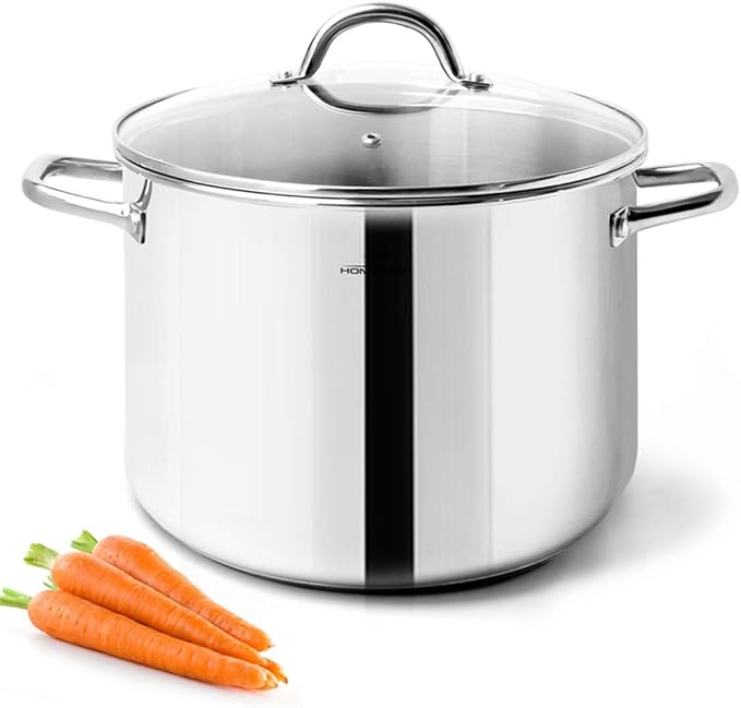 HOMICHEF 10 Quart Stock Pot With Glass Lid Nickel Free