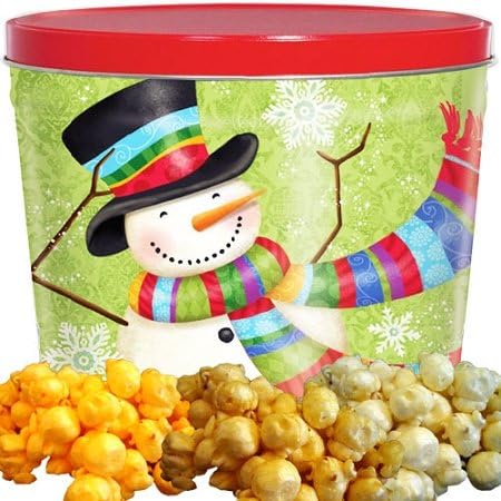Scarf Snowman Popcorn Gift Tin Small