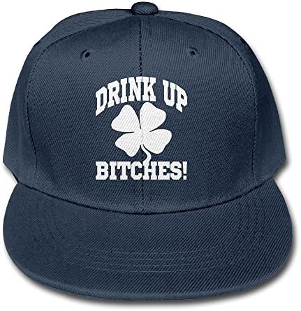JSWALA Unisex Kids Day Drink Up Bitches - Distressed St. Patrick's Day Solid Baseball Caps Snapback Hats Navy