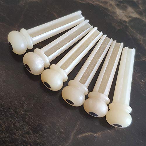 Vecentmat 9Pcs Unbleached Bone Guitar Part Set, Guitar Bridge Pins With Abalone Dot Inlay & Guitar Nuts & Guitar Saddle & Guitar Pin Puller Was Included.