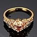 Bamos Jewelry 10KT Gold Plated Women Ring Diamond Cut Style Big Champagne CZ Ring With Small Diamond Gold Wedding Ring