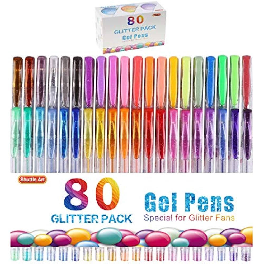 80 Colors Glitter Gel Pens, 40 Set With Refills For Adult Coloring