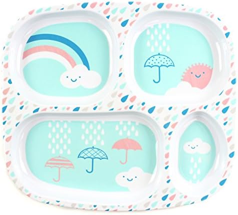 Bumkins Melamine Divided Plate, Rain Cloud