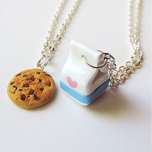 Handmade Milk and Cookies Best Friends Necklaces Made of Polymer Clay